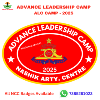 Buy Advance Leadership Camp (ALC) Nashik NCC Badge 2025 from Mission NCC Store. Premium golden metal NCC badge for ALC cadets. Symbol of leadership, courage, and NCC pride. Fast India-wide delivery.